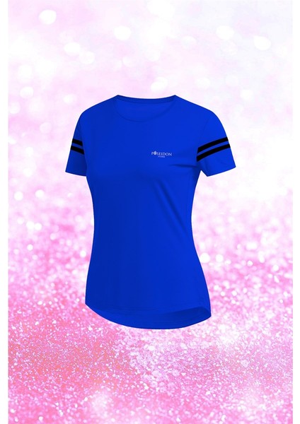 Kadın Mavi Dri-Fit Kumaş Yuvarlak Yaka Şık Konforlu Tshirt S-3xl