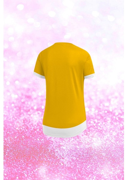 Büyük Beden Kadın Sarı Dri-Fit Kumaş Bisiklet Yaka Sporcu Günlük T-Shirt (4XL-10XL) fiyatları