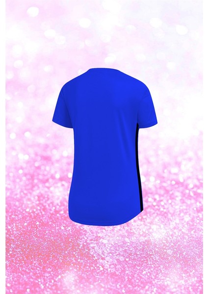 Büyük Beden Kadın Mavi Dri-Fit Kumaş Baskısız Bisiklet Yaka Kısa Kol T-Shirt (4XL-10XL) fiyatları