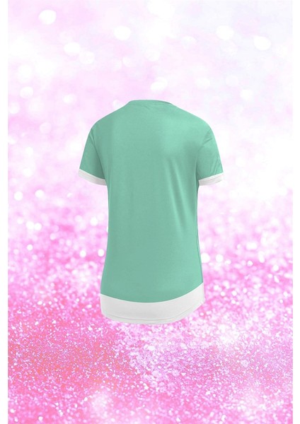 Büyük Beden Kadın Su Yeşili Dri-Fit Kumaş Baskısız Yuvarlak Yaka Kısa Kol Regular Tshirt (4XL-10XL) fiyatları