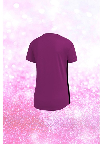 Büyük Beden Kadın Mor Dri-Fit Kumaş Antrenman ve Koşu Için Konforlu Kısa Kol T-Shirt (4XL-10XL) fiyatları