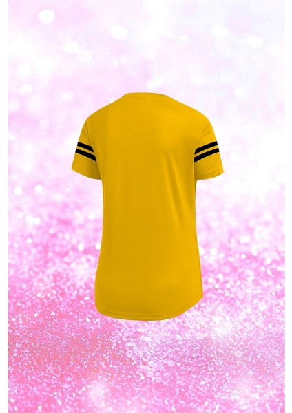 Büyük Bedenkadın Sarı Dri-Fit Kumaş Baskısız Yuvarlak Yaka Kısa Kol Tişört (4XL-10XL) fiyatları