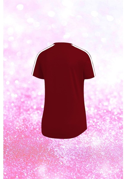 Büyük Beden Kadın Bordo Dri-Fit Kumaş Baskısız Bisiklet Yaka Sporcu T-Shirt (4XL-10XL) fiyatları