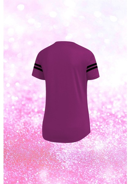 Battal Beden Kadın Mor Dri-Fit Kumaş Spor Için Konforlu Kısa Kol T-Shirt (4XL-10XL) fiyatları