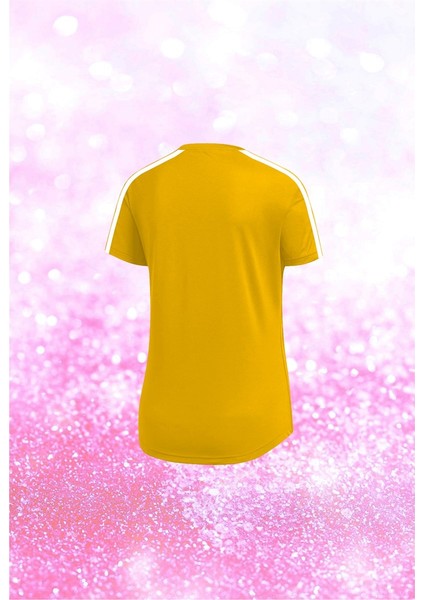 Büyük Beden Kadın Sarı Dri-Fit Kumaş Yürüyüş ve Koşu Için Rahat T-Shirt (4XL-10XL) fiyatları