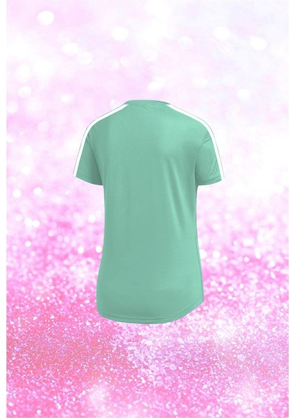 Büyük Beden Kadın Su Yeşili Dri-Fit Kumaş Baskısız Yuvarlak Yaka Kısa Kol T-Shirt (4XL-10XL) fiyatları