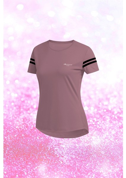 Büyük Beden Kadın Gül Kurusu Dri-Fit Kumaş Spor Için Konforlu Kısa Kol T-Shirt (4XL-10XL)