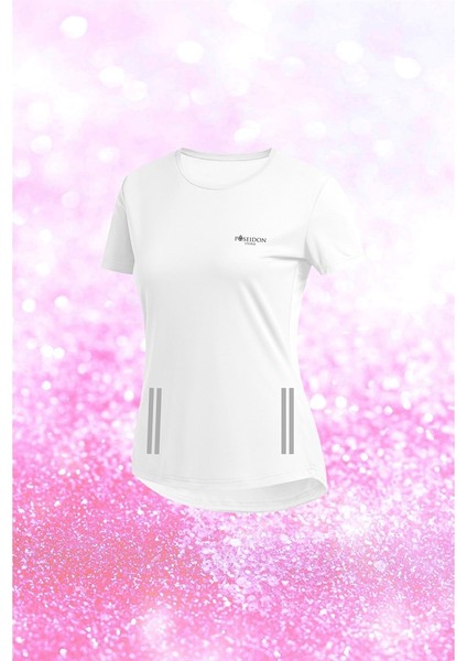 Büyük Beden Kadın Beyaz Dri-Fit Kumaş Baskısız Yuvarlak Yaka Kısa Kol T-Shirt (4XL-10XL)