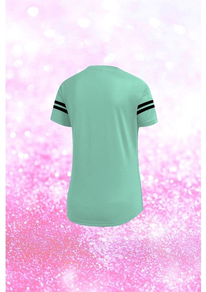 Büyük Beden Kadın Su Yeşili Dri-Fit Kumaş Baskısız Yuvarlak Yaka Kısa Kol T-Shirt (4XL-10XL) fiyatları