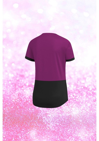 Büyük Beden Kadın Mor Dri-Fit Kumaş Fit Yuvarlak Yaka Kısa Kol T-Shirt (4XL-10XL) fiyatları