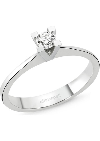 Beyaz Altın V Model Tektaş Yüzük