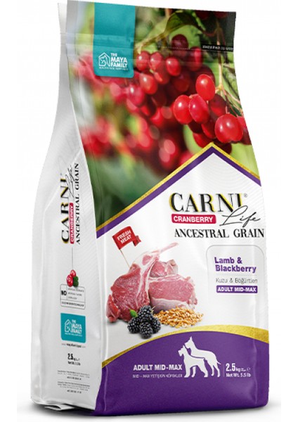 Yetişkin Köpek Maması Kuzu Böğürtlen - Carni Life Cranberry Ancestral Graın Lamb & Blackberry Adult Medıum & Maxı