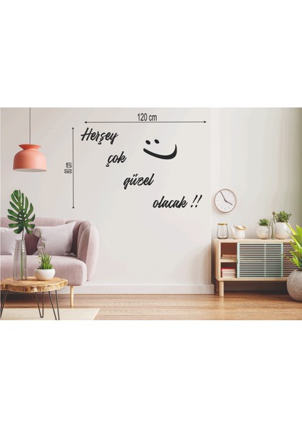 120*80 cm Her Şey Çok Güzel Olacak Ahşap Duvar Yazısı