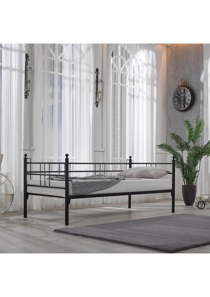 Soho Daybed Tek Kişilik Sedir Divan Metal Karyola Siyah