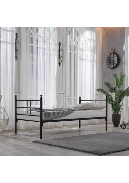 Soho Daybed Tek Kişilik Sedir Divan Metal Karyola Siyah