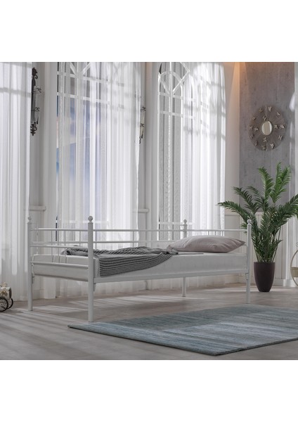 Soho Daybed Tek Kişilik Sedir Divan Metal Karyola Beyaz