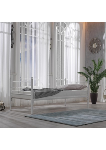 Soho Daybed Tek Kişilik Sedir Divan Metal Karyola Beyaz