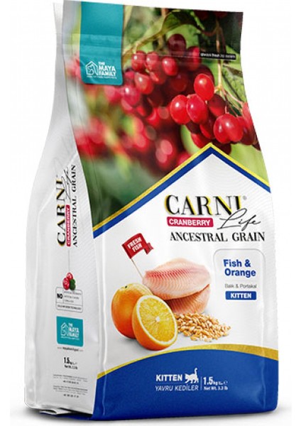 Yavru Kedi Maması - Carni Life Cranberry Ancestral Graın Fısh & Orange Kıtten