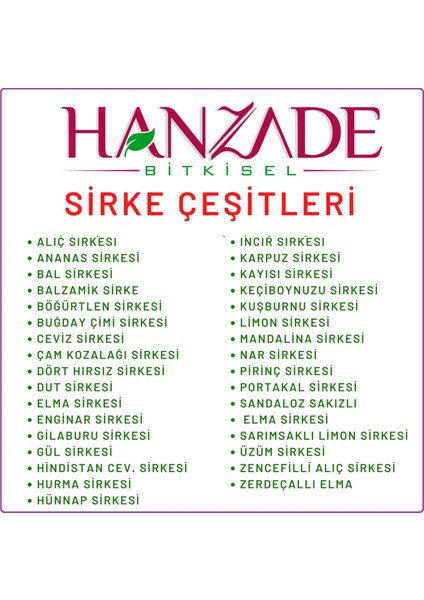 Hanzade Bitkisel Elma Sirkesi 500 ml Doğal Fermantasyon Içilebilir Katkısız