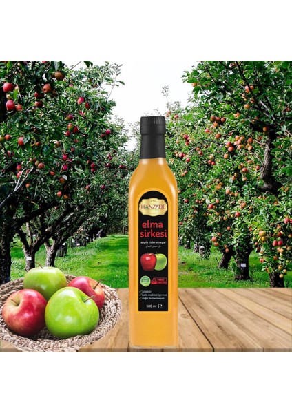Elma Sirkesi 500 ml x 6 Adet Doğal Fermantasyon Içilebilir Katkısız