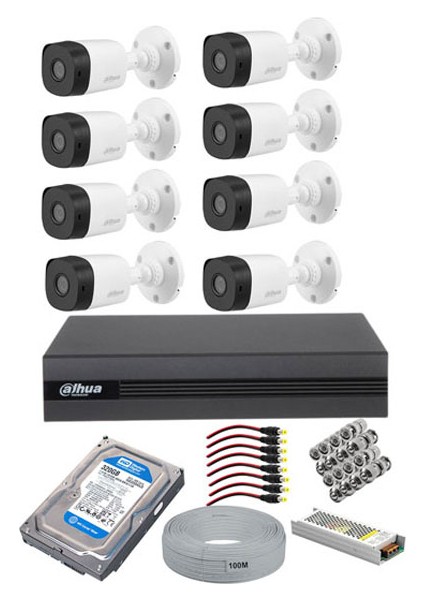 8 Kameralı Dahua Güvenlik Kamerası Full Set