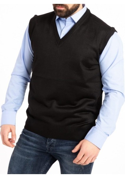 Erkek Siyah V Yaka Ince Yün Triko Örgü Baba Süveter fiyatları