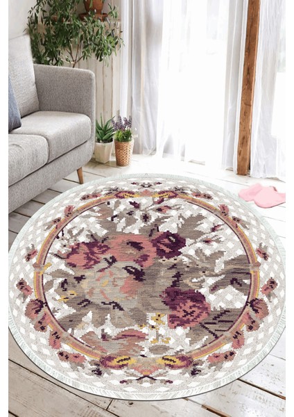 Dijital Baskılı Kaymaz Taban Yıkanabilir Yuvarlak Salon Halısı ve Mutfak Halısı NHY-HT-451
