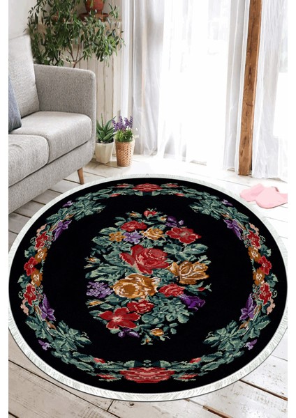 Dijital Baskılı Kaymaz Taban Yıkanabilir Yuvarlak Salon Halısı ve Mutfak Halısı NHY-HT-482