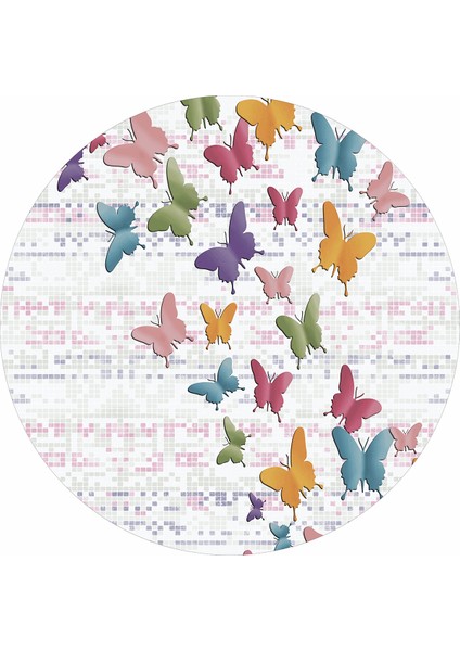 Kelebekli Dijital Baskılı Kaymaz Yıkanabilir Yuvarlak Salon Halısı ve Mutfak Halısı NHY-HS-184 fiyatları