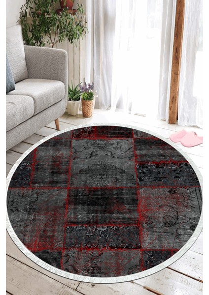 Patchwork Dijital Baskılı Kaymaz Yıkanabilir Yuvarlak Salon Halısı ve Mutfak Halısı NHY-HT-919