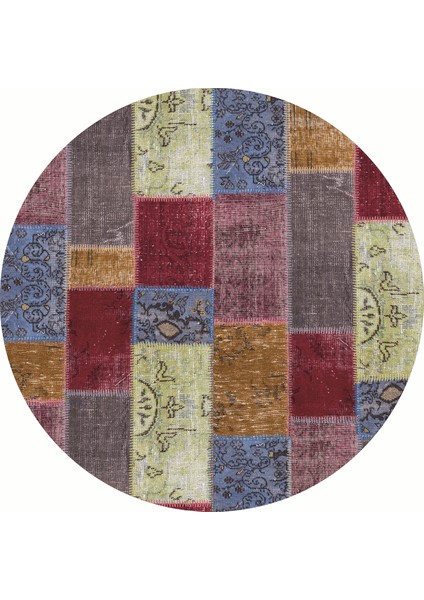 Patchwork Dijital Baskılı Kaymaz Yıkanabilir Yuvarlak Salon Halısı ve Mutfak Halısı NHY-HT-679