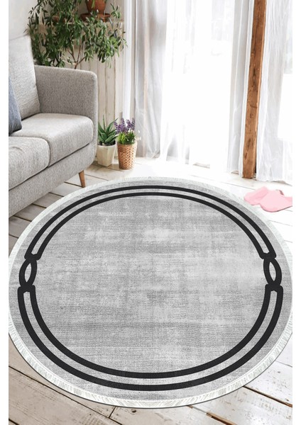 Çerçeveli Dijital Baskılı Kaymaz Yıkanabilir Yuvarlak Salon Halısı ve Mutfak Halısı NHY-SD-405