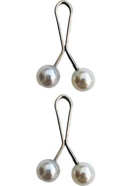 2 Adet Tesettür Eşarp ve Şal Klipsi Inci Beyaz