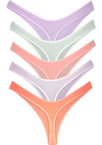 5 Adet Pamuklu Kadın Klasik Tanga Soft Renkler