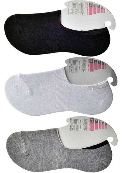 Siyah Gri ve Beyaz Kadın Babet Çorap 12 Çift modelleri