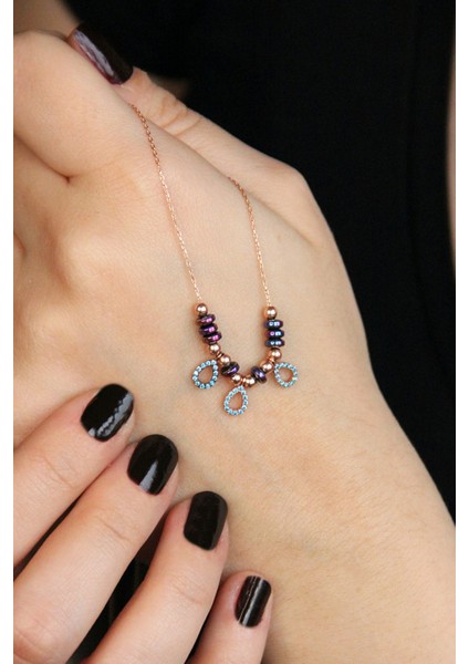 Renkli Hematit Taşlı Damla Figürlü 925 Ayar Gümüş Kolye - N170601 modelleri