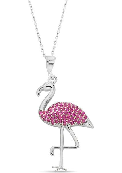 925 Ayar Gümüş Flamingo Kolye - 23166902