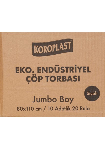 Eko Endüstriyel Çöp Poşeti Jumbo Boy 80 x 110 cm Siyah 20 Rulo 10'lu