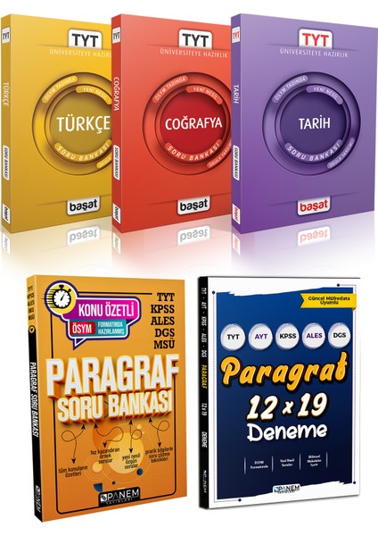 TYT Türkçe - Coğrafya - Tarih Soru Bankası + Panem Paragraf Soru Bankası - Deneme