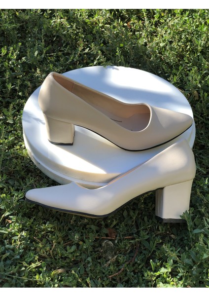 5 cm Kalın Topuklu Orta Boy Stiletto Bayan Ayakkabı