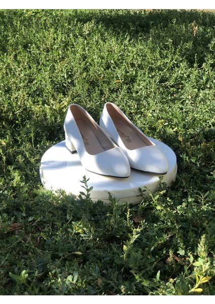 3 cm Kalın Kısa Topuklu Stiletto Bayan Ayakkabı