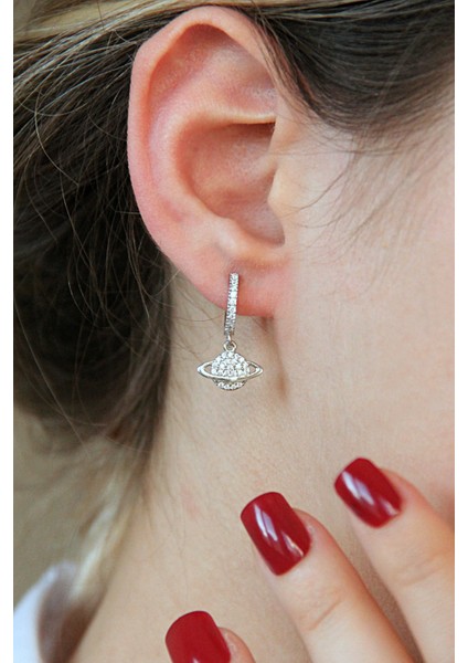 925 Ayar Gümüş Sallantılı Satürn Gezegen Küpe - 12104001 fiyatları