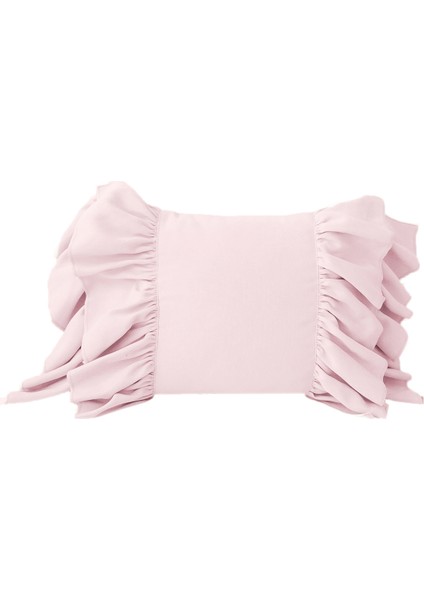 Fırfırlı Vintage Bohem Kırlent Kılıfı Pembe