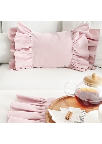 Fırfırlı Vintage Bohem Kırlent Kılıfı Pembe modelleri