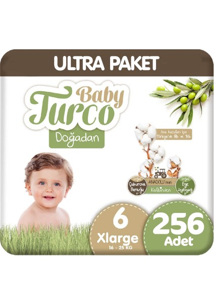 Doğadan Ultra Paket 6 Beden 16-25 kg Bebek Bezi 256'lı