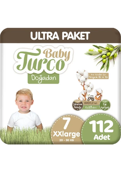 Baby Turco Doğadan Ultra Paket 7 Beden 20-30 kg Bebek Bezi 112'li