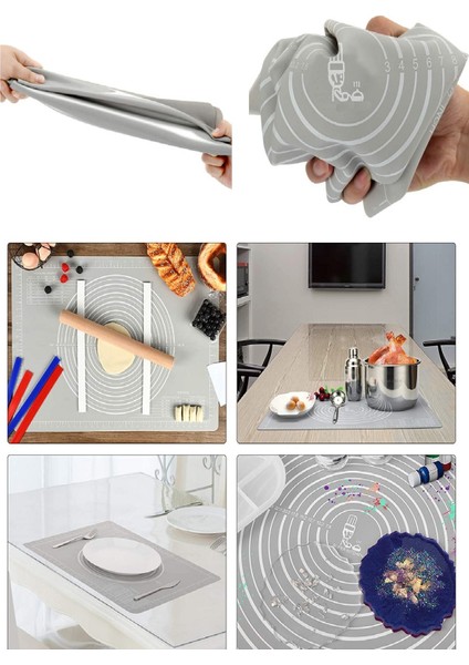 Hamur Açma Matı Silikon Yoğurma Matı Gri Hamur Matı Pasta Fırın Altlığı Çok Amaçlı Silikon Mat indirimleri