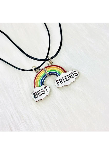 Trend Collection 2 Adet Arkadaşlık Best Friends Bff Kolyesi, Gökkuşağı Kolye