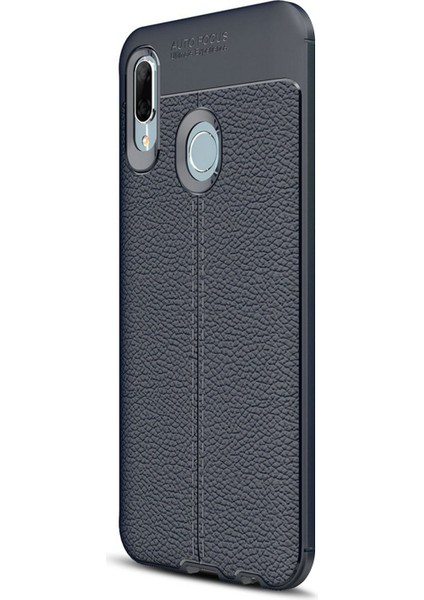 Huawei P Smart 2019 Deri Görünümlü Silikon Lacivert