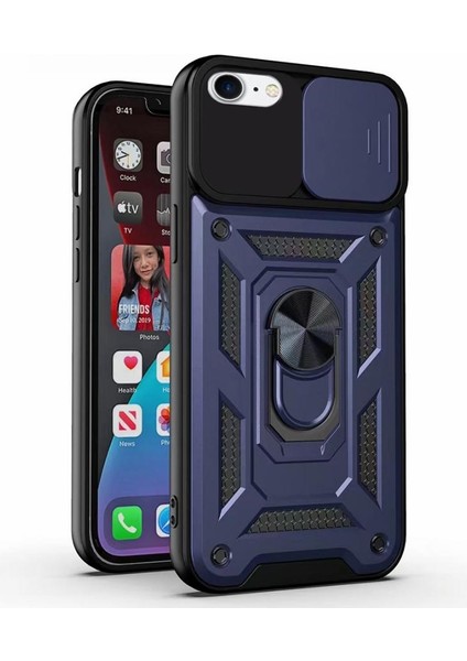 Kızaklı Tank Kılıf Apple iPhone Se 2020 Lacivert